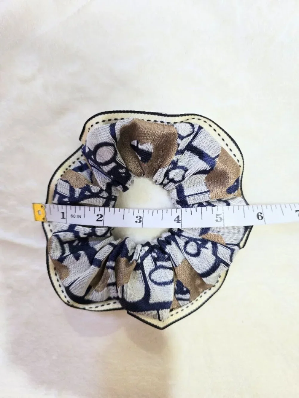 Christian Dior Elegant Navy & Gold Hair Scrunchie, Brand New